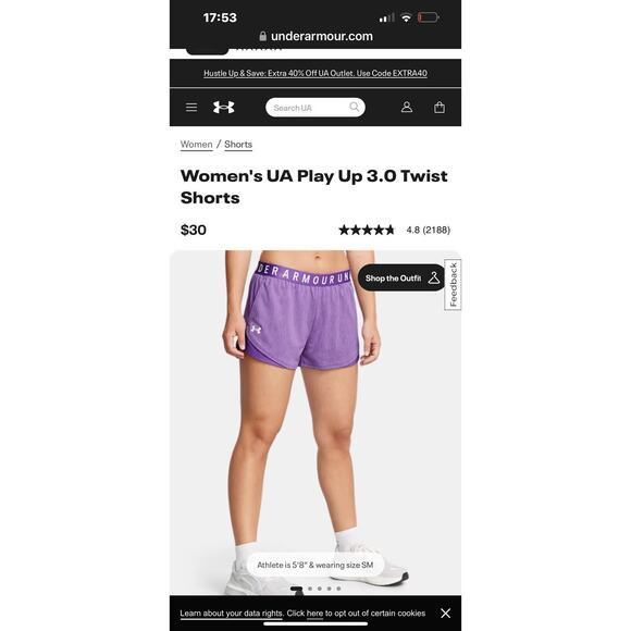 Purple Under Armour Women's Shorts, Size Small - Picture 3 of 3